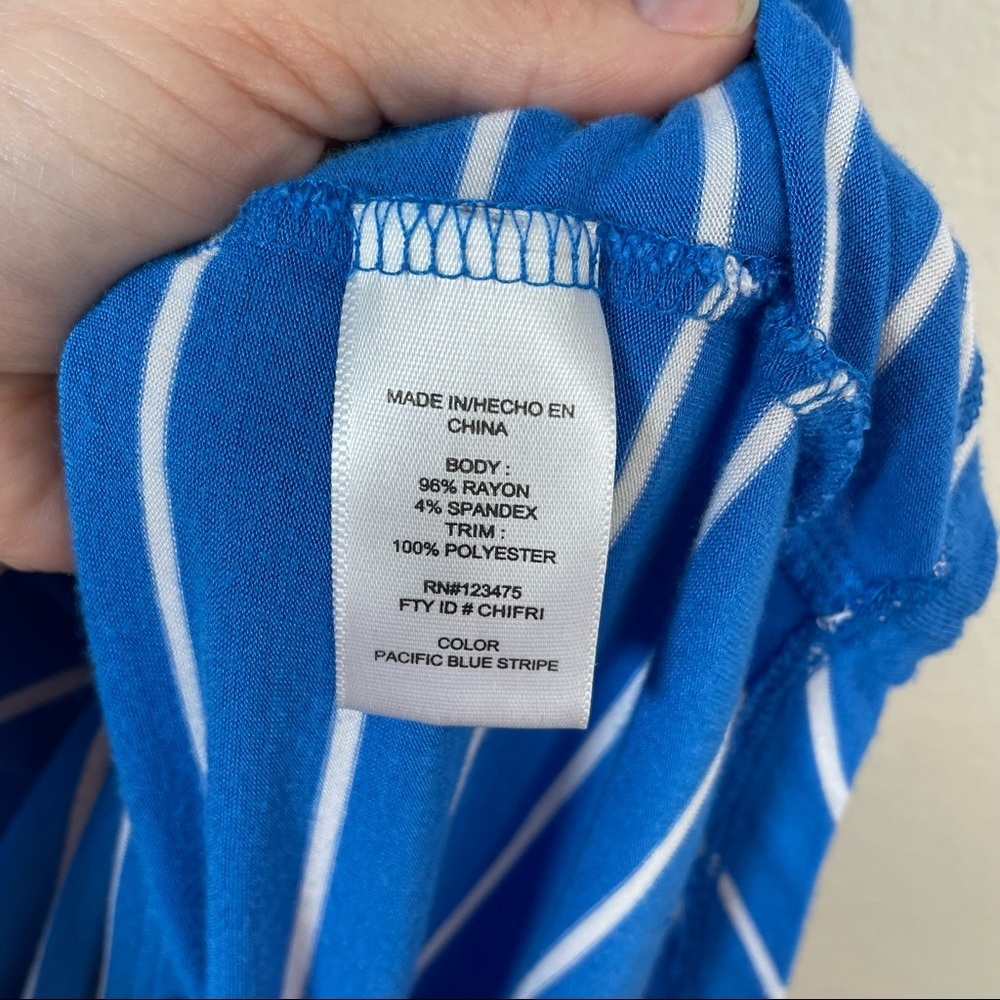 Blue Stripe V-Neck Blouse - Picture 4 of 6